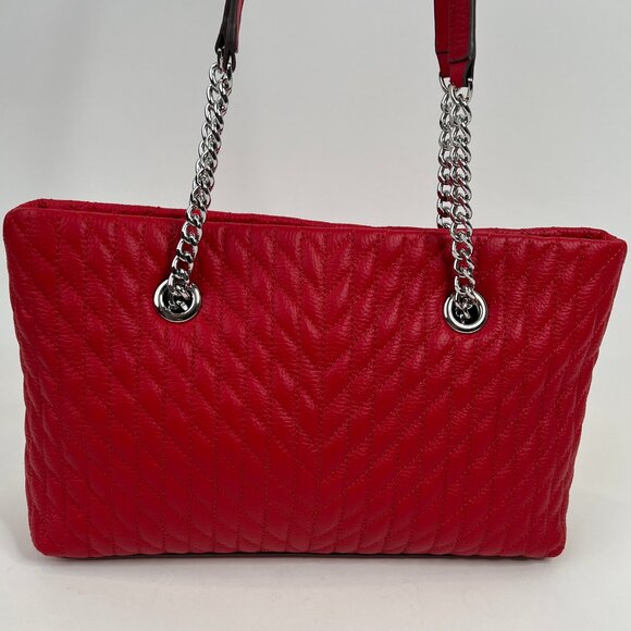 Karl Lagerfeld Paris Womens Karolina Chain Tote Bag, Crimson - Picture 4 of 9
